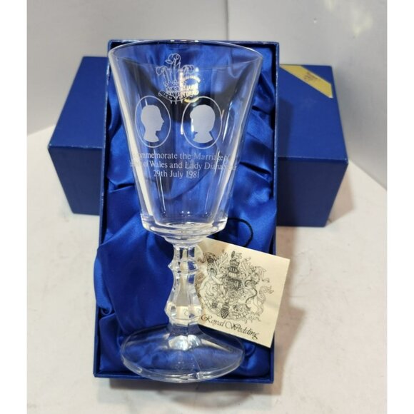 Vtg Royale County Crystal Royal Wedding Charles & Diana 1981 Commerative Chalice - Picture 2 of 14